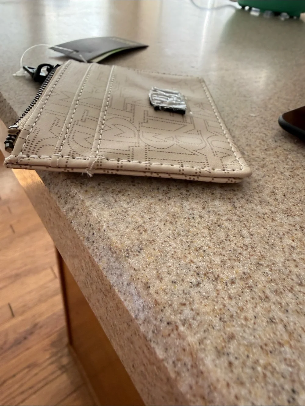 Badgley Mischka Beige Logo Card Wallet